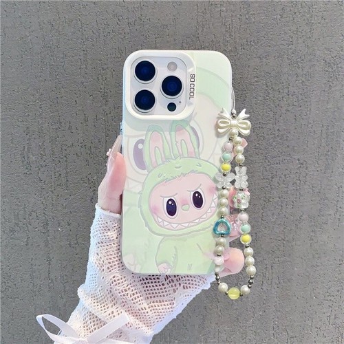 Cute LABUBU Phone Case Skin For iPhone 11 12 13 14 15 16Pro Max Cover+Bracelet - Photo 9 sur 9