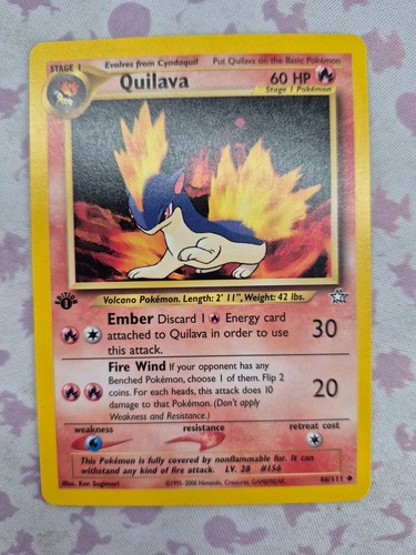 Pokémon 2000 quilava 46/111 Neo Genesis 1st Edition NM/MINT - ALBUM #6