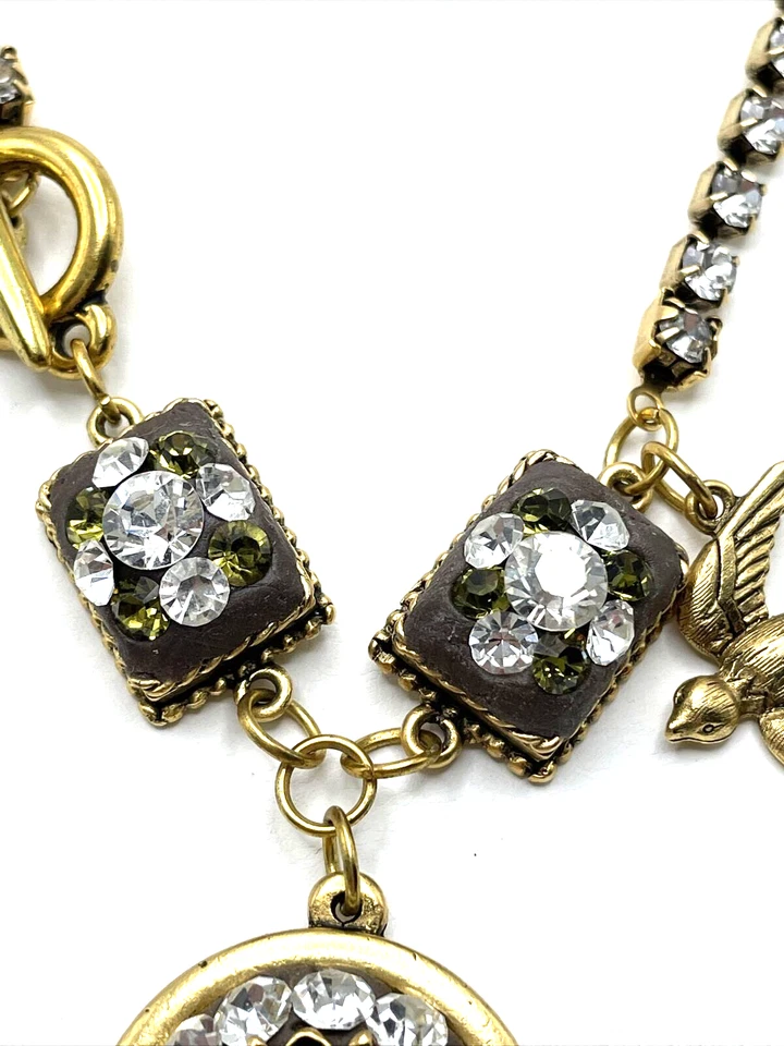 "Collar gótico steampunk palanca latón cristal flores plumas 17""" Foto 4 de 4