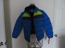 New HAWKE Co. Boys Blue Hooded Down Puffer Hooded Jacket Coat Size 14 128