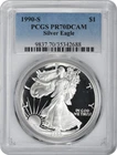 1990-S American Silver Eagle Dollar PR70DCAM PCGS Proof 70 Deep Cameo