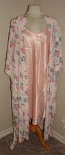 Vintage Stefanie Collection nightgown Pink and matching robe size MEDIUM NEW