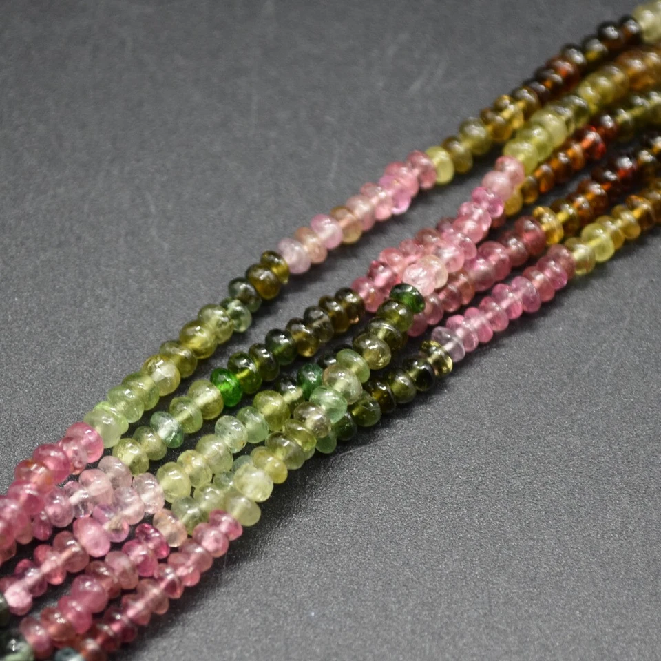 Multi-Colour Tourmaline Disc Beads - 3mm - 4mm x 2mm - 3mm, for Jewellery Making - Image 2 of 4