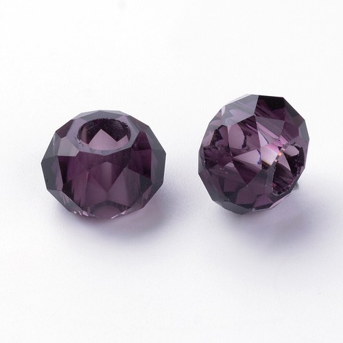 100 Pcs Faceted Rondelle Large Hole Glass European Beads No Metal Core 14x8mm - Picture 34 of 89