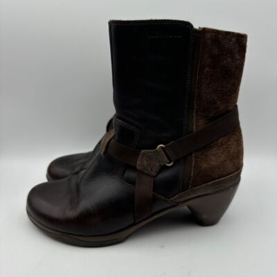 Merrell Espresso Brown Ankle Boots Leather Harness Comfort Heeled Size 9