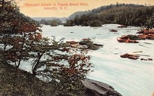 Asheville NC Thousand Island French Broad River Blue Ridge Mtns Vtg Postcard W4