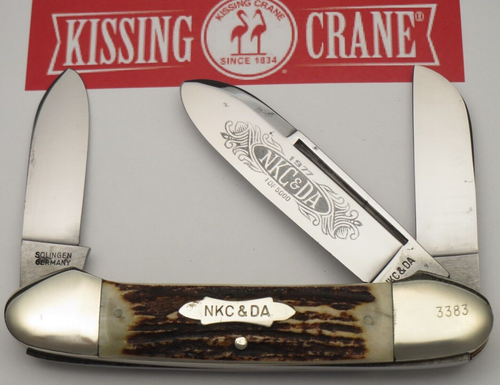 Vintage 1977 Kissing Crane Solingen Gunboat - Stag - NKC&DA Annual Member Knife