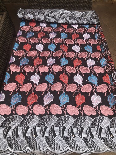 Floral Embroidery Roses 100% Cotton Sparkly. Premium Quality. BTY - Picture 4 of 9