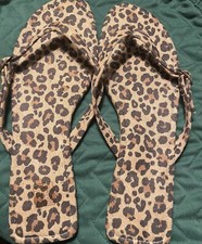Leopard Print Flip Flops. US7 EUR38