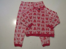 DISNEY Pink Mickey Minnie Mouse Pajamas Set PJ Sz L Fleece Sleepwear Womens NEW