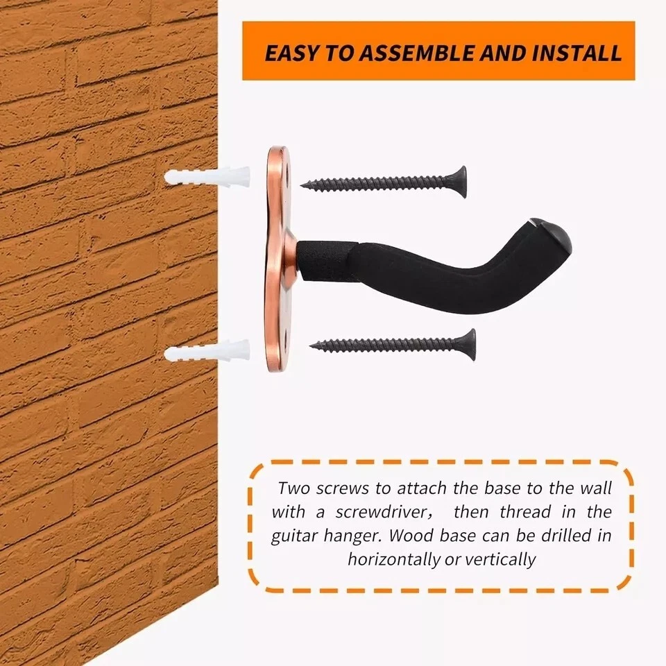 2 PIEZAS Perchas de Guitarra Ajustables Gancho Soporte Montaje en Pared Percha Instrumento de Pantalla Foto 4 de 4