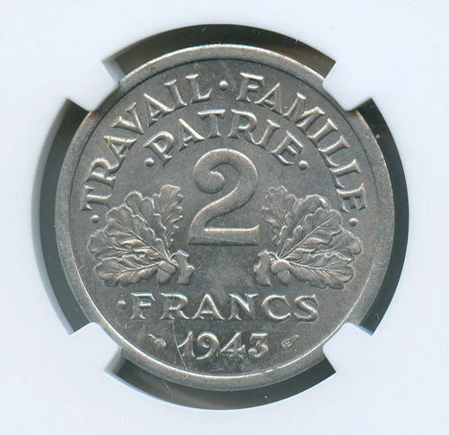 France Condition French 2 Francs 1943 B NGC Ms 63 Quality