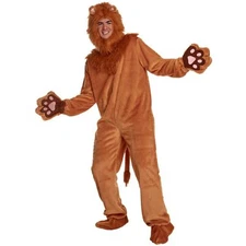 Men`s Lion Jumpsuit Costume Adult Animal King Bodysuit Halloween M - XL