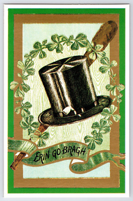 [2H11b] Postcard Unused, Erin Go Bragh, Irish Top Hat Clovers