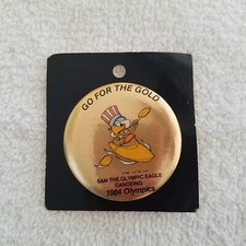 Rare Vintage 1984 Gold Olympics Eagle Pinback Button