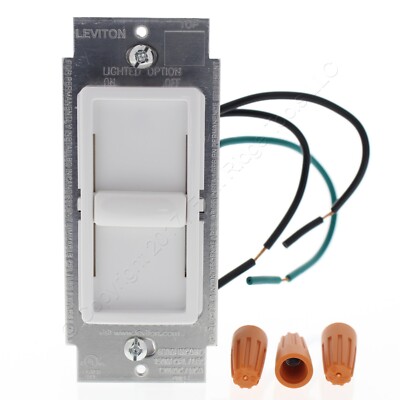 Leviton Decora CFL Slide Dimmer With Preset - White No. 6673 Energy Smart New