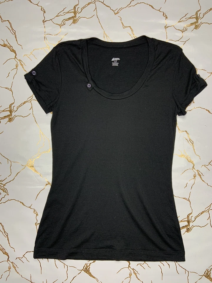 Mountain Equipment Co-op Damen schwarzes 100 % Wolle T-Shirt Größe Small - Bild 1 von 4