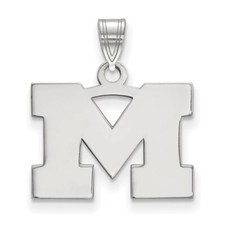 14K White Gold Michigan (University Of) Small Pendant by LogoArt (4W002UM)