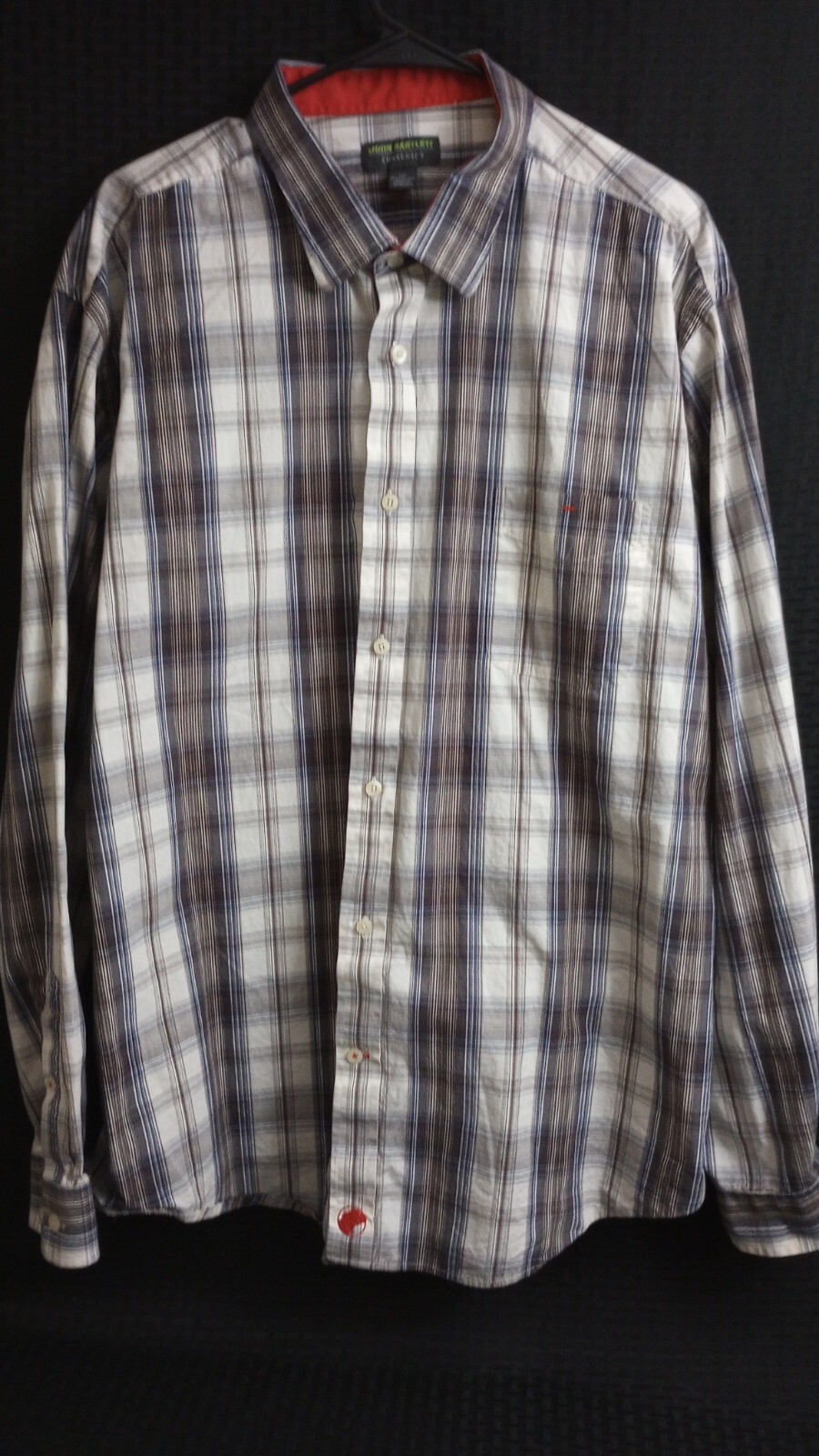John Bartlett Consensus Blue Gray Plaid Long Slee… - image 1
