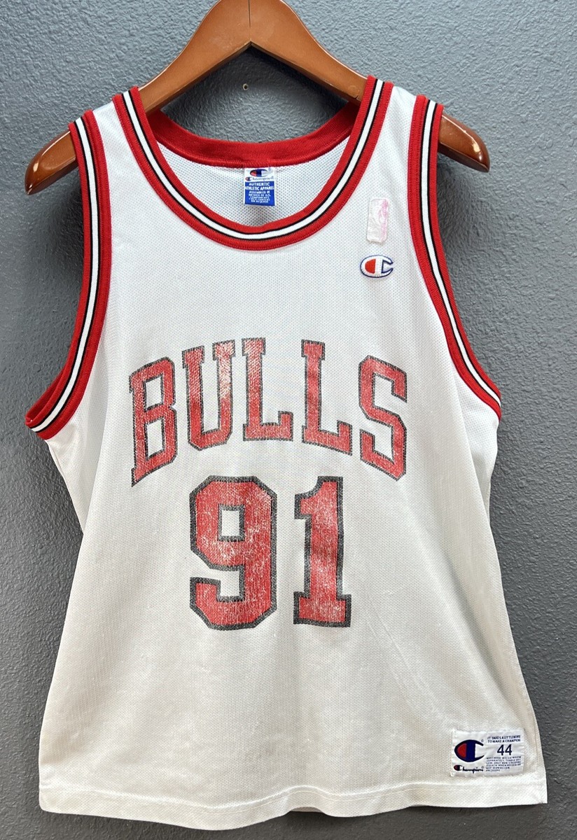 NBA Chicago Bulls #91 Rodman Basketball Jersey Vintage Champion L