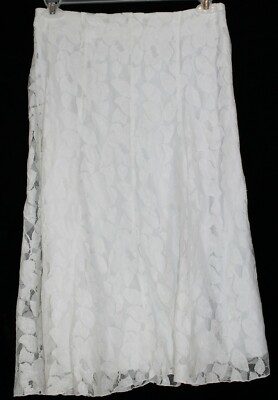 Gorgeous Cato Women's 8 Off White Lined Lace 31/32 in Waist Below Knee Skirt