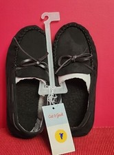 Cat Jack Boys Lionel Moccasin Faux Suede House Slipper, Black, Size 2