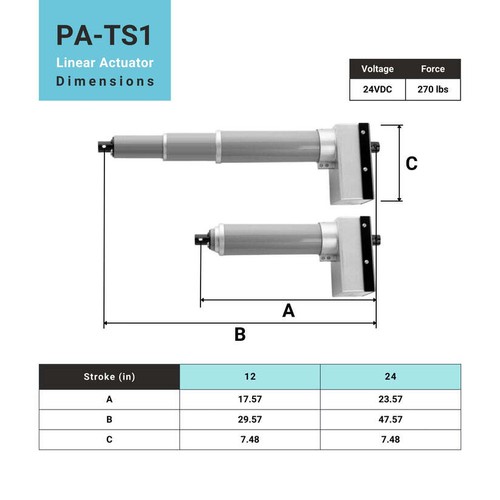 Potentiometer Telescopic Linear Actuator - PA-TS1 - Picture 6 of 8