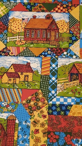 VTG Riverdale Screen Print Cotton Fabric Retro 9+ Yards Quilting Framing 192x48 - Picture 6 of 6