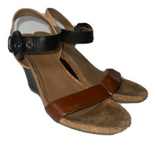 Sandali con zeppa Kenneth Cole Reaction prima classe taglia 7,5 ecopelle nero marrone