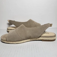 Sole Society Sandals Womens 8M Dolven Slingback Flat Buckle Straps Brown Suede