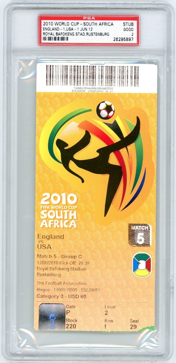 2010 SOUTH AFRICA FIFA WORLD CUP TICKET STUB USA VS ENGLAND UNITED