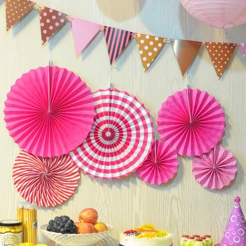 6/12PCs Paper Fan Flowers Hanging Birthday Wedding Baby Shower Party Decor - Picture 21 of 90