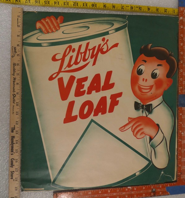 VINTAGE FOOD LIBBY'S POSTER TWO SIDED GROCERY STORE ADVERTISING 1940'S