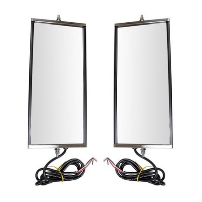 Pair 16x7 Heated Signal West Coast SS Mirror for Freightliner Truck Paintable