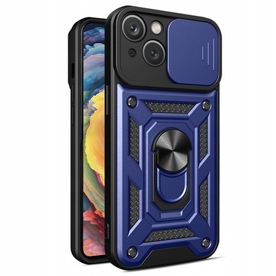 HURTEL ARMOR CASE MIT STÄNDER UND KAMERAABDECKUNG FÜR IPHONE 15 PLUS HYBRID