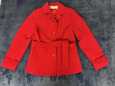 Esprit Quilted Coat Women’s Size Small Belted Red Buttons Vintage