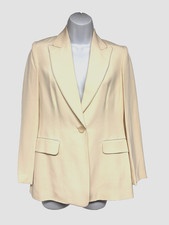 Bloomingdales 100 Silk Blazer Off White 1 Button Lined Women's Petite Size 6P