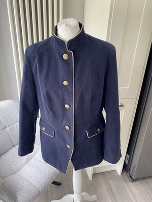 JOULES ALBERTA LADIES NAVY BLUE SIZE 14 VELVET PARADE MILITARY JACKET BLAZER
