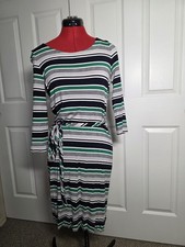 Banana Republic Dress Size Small Striped Stretch Jersey Knit Belted
