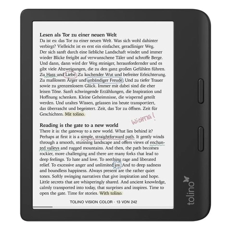 Tolino Vision Color 32GB eBook-Reader Touchscreen WLAN Schwarz - Bild 2 von 4