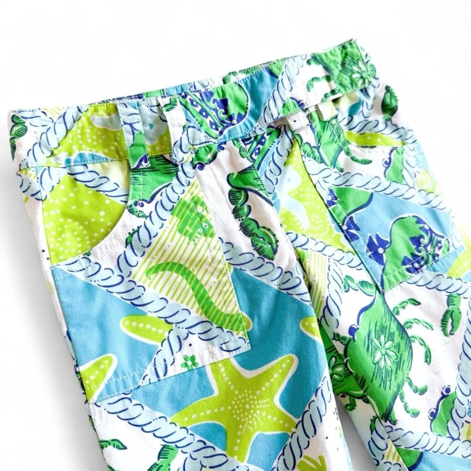 Lilly Pulitzer Capri Pants Starboard Patch Print Crab Starfish Turtle Multi 2T - Image 3 of 4