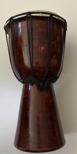 Djembe Drum Wood  Goat Skin w Rope Tuning African aprox 12  x6  Great Sound