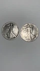 (2) 1918 & 1947 US Walking Liberty Half Dollar (50c) Silver Half Dollars