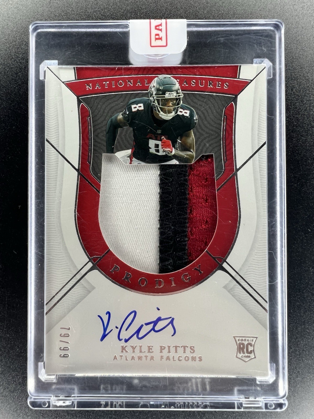 2021 National Treasures Kyle Pitts RC Prodigy 3 Color RPA Rookie Auto /99