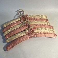 Set Of 6 Saks Fifth Avenue Vintage Padded Lingerie Hangers Satin Bow