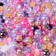 1100PCS Flatback Pearls and Rhinestone, Mixed Size 3Mm-10Mm AB Color Resin Rhine