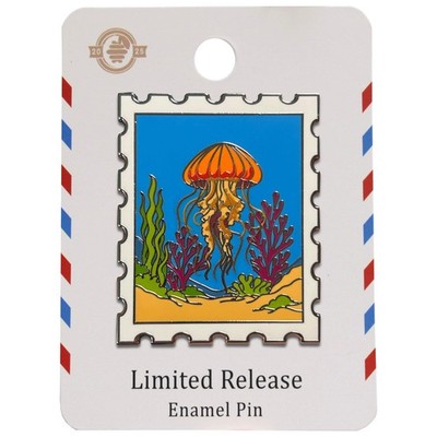 Pacific Sea Nettle Jellyfish Postage Stamp Pin With Magnet