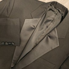 Jos A Bank Men's 100 Wool Satin Lapel 1-Button Tuxedo Jacket Black   44R