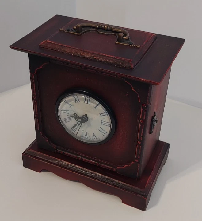 Reloj Abrigo Cuarzo Madera Grano Latón Mango Estilo Vintage Mesa ¡Escondite! Foto 3 de 4