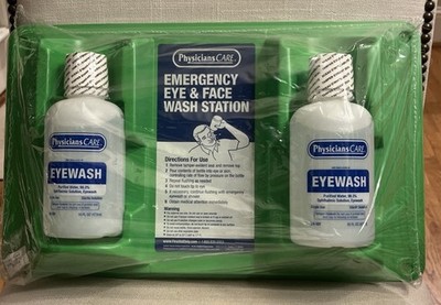 PhysiciansCare Wall-Mountable Eyewash Station w/ 2-16 oz. Bottles Eye Wash Solut